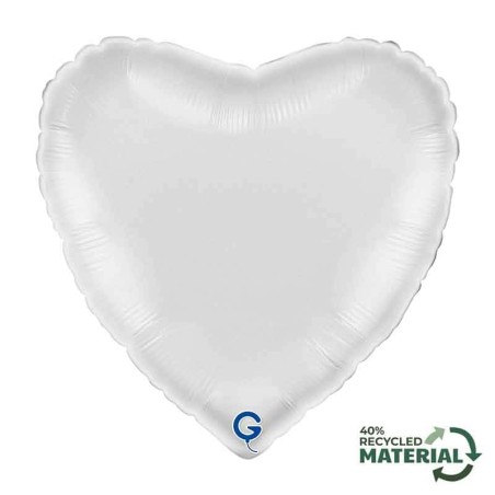 Palloncino in Foil 18" Cuore Bianco Satinato Numeri 40" Bianco "White"