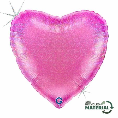 Palloncino in Foil 18" Cuore Fucsia Glitter Olografico Cuori Regular 18"