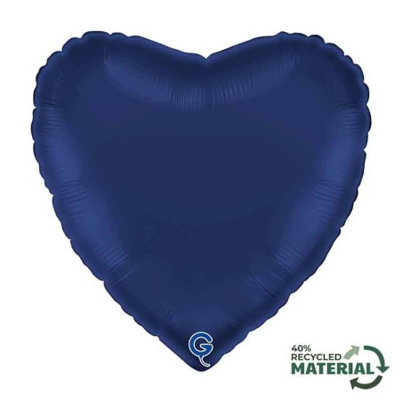 Palloncino in Foil 18" Cuore Blu Navy Satinato Cuori Regular 18"