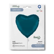 Palloncino in Foil 18" Cuore Blu Petrolio Satinato Cuori Regular 18"