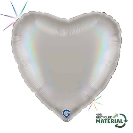 Palloncino in Foil 18" Cuore Rainbow Olografico Platino Cuori Regular 18"