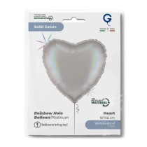 Palloncino in Foil 18" Cuore Rainbow Olografico Platino Cuori Regular 18"