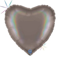 Palloncino in Foil 18" Cuore Rainbow Olografico Grigio Platino Cuori Regular 18"