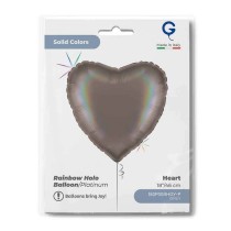 Palloncino in Foil 18" Cuore Rainbow Olografico Grigio Platino Cuori Regular 18"