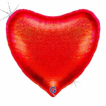 Palloncino in Foil 36" Cuore Rosso Glitter Olografico Cuori Jumbo 36"