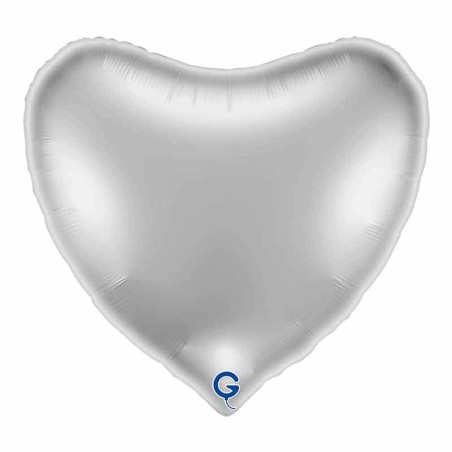 Palloncino in Foil 36" Cuore Argento "Heart Silver" Cuori Jumbo 36"