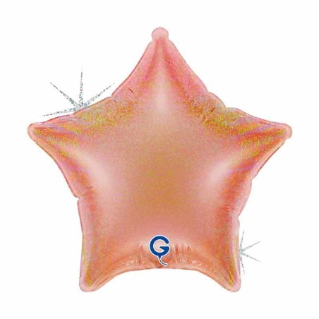Palloncino in Foil 4" Stella Glitter Olografico Rose Gold Stelle Piccole 4"