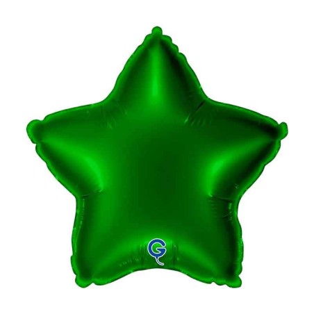 Palloncino in Foil 9" Stella Verde Scuro "Dark Green" Stelle Medie 9"