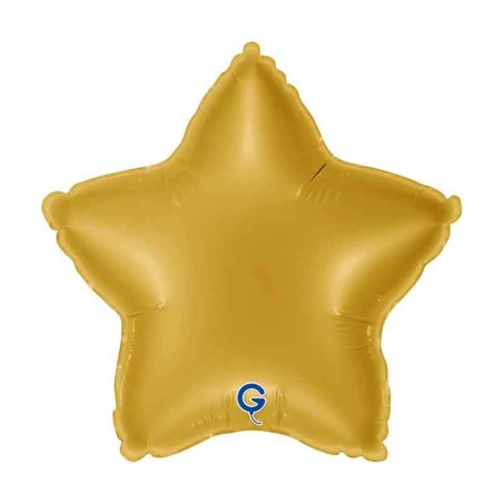 Palloncino in Foil 9" Stella Oro Chiaro "Gold" Stelle Medie 9"