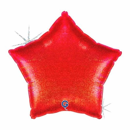 Palloncino in Foil 18" Stella Glitter Olografico Rosso Stelle Regular 18"