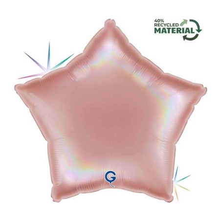 Palloncino in Foil 18" Stella Rose Gold Olografico Stelle Regular 18"