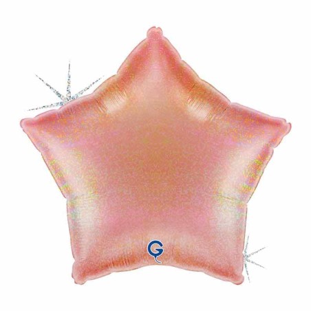 Palloncino in Foil 18" Stella Glitter Olografico Rose Gold Stelle Regular 18"