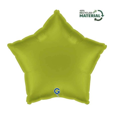 Palloncino in Foil 18" Stella Matcha Latte Satinato Stelle Regular 18"