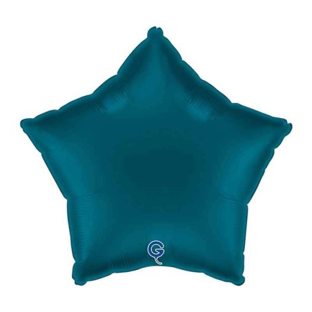 Palloncino in Foil 18" Stella Blu Petrolio Satinato Stelle Regular 18"