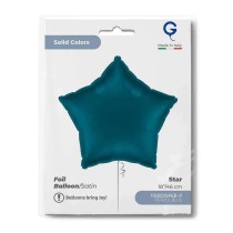 Palloncino in Foil 18" Stella Blu Petrolio Satinato Stelle Regular 18"