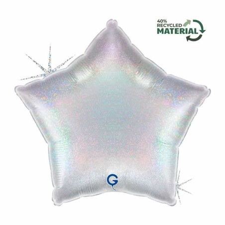 Palloncino in Foil 18" Stella Glitter Olografico Argento "Silver" Stelle Regular 18"