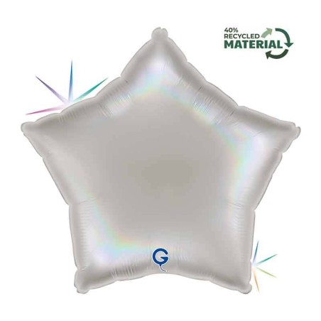 Palloncino in Foil 18" Stella Rainbow Olografico Platino Stelle Regular 18"