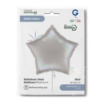 Palloncino in Foil 18" Stella Rainbow Olografico Platino Stelle Regular 18"