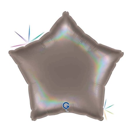 Palloncino in Foil 18" Stella Rainbow Olografico Grigio "Platinum" Stelle Regular 18"