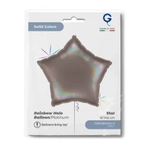 Palloncino in Foil 18" Stella Rainbow Olografico Grigio "Platinum" Stelle Regular 18"
