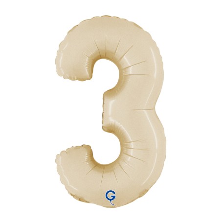 Palloncino in Foil 14" Numero 3 Crema "Satin Cream"