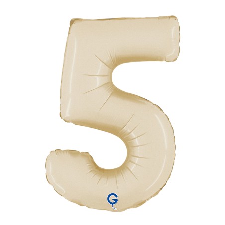 Palloncino in Foil 14" Numero 5 Crema "Satin Cream"