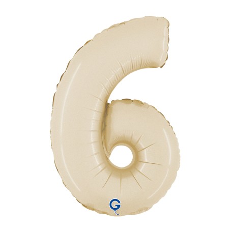Palloncino in Foil 14" Numero 6 Crema "Satin Cream"