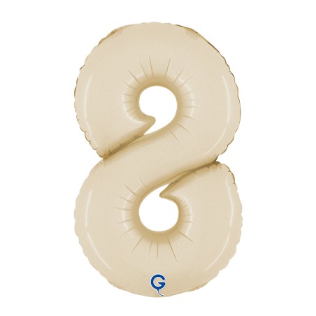 Palloncino in Foil 14" Numero 8 Crema "Satin Cream"