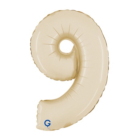 Palloncino in Foil 14" Numero 9 Crema "Satin Cream"
