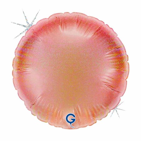 Palloncino in Foil 4" Tondo Glitter Olografico Rose Gold Tondi Piccoli 4"