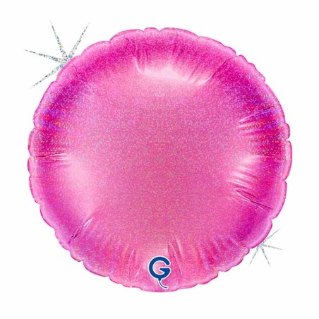 Palloncino in Foil 4" Tondo Glitter Olografico Fucsia Tondi Piccoli 4"