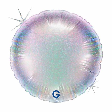 Palloncino in Foil 4" Tondo Glitter Olografico Argento Tondi Piccoli 4"