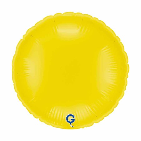 Palloncino in Foil 9" Tondo Giallo "Yellow" Tondi Medi 9"