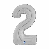 Palloncino in Foil 7" Numero 2 Argento "Silver" Numeri 7" Argento "Silver"