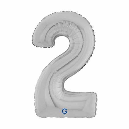 Palloncino in Foil 7" Numero 2 Argento "Silver" Numeri 7" Argento "Silver"