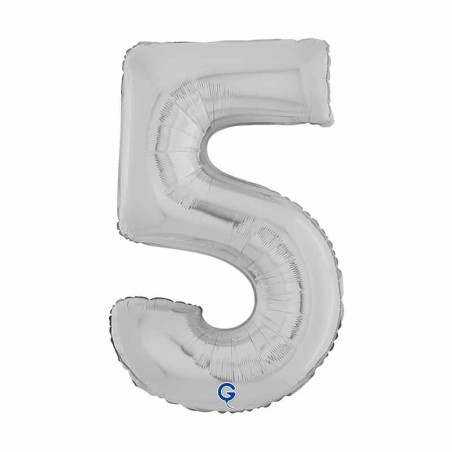 Palloncino in Foil 7" Numero 5 Argento "Silver" Numeri 7" Argento "Silver"
