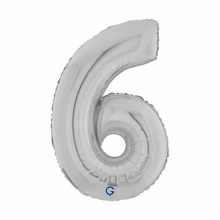 Palloncino in Foil 7" Numero 6 Argento "Silver" Numeri 7" Argento "Silver"