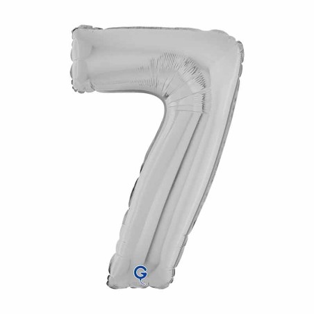Palloncino in Foil 7" Numero 7 Argento "Silver" Numeri 7" Argento "Silver"