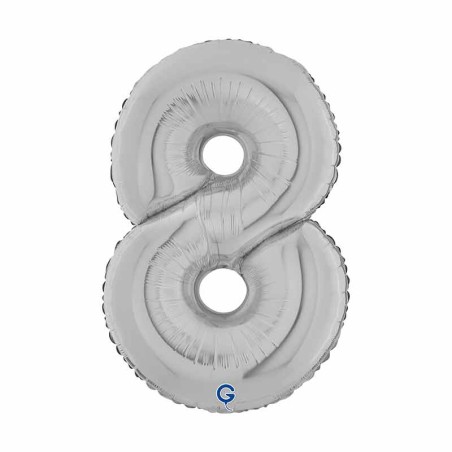Palloncino in Foil 7" Numero 8 Argento "Silver" Numeri 7" Argento "Silver"
