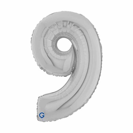 Palloncino in Foil 7" Numero 9 Argento "Silver" Numeri 7" Argento "Silver"