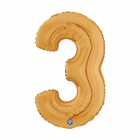 Palloncino in Foil 7" Numero 3 Oro "Gold" Numeri 7" Oro "Gold"