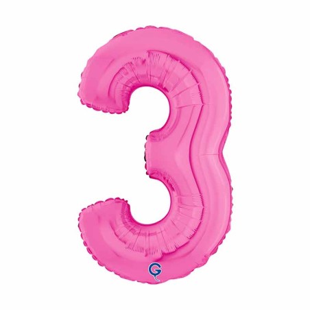 Palloncino in Foil 7" Numero 3 Fucsia "Hot Pink" Numeri 7" Fucsia "Hot Pink"