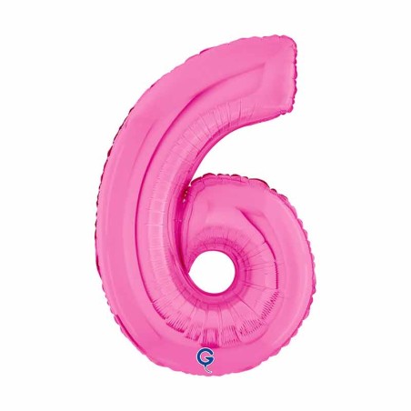 Palloncino in Foil 7" Numero 6 Fucsia "Hot Pink" Numeri 7" Fucsia "Hot Pink"