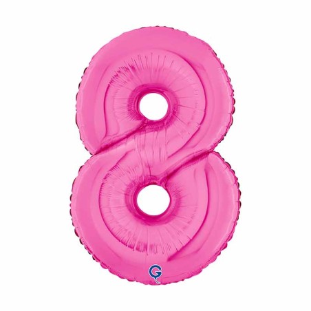 Palloncino in Foil 7" Numero 8 Fucsia "Hot Pink" Numeri 7" Fucsia "Hot Pink"