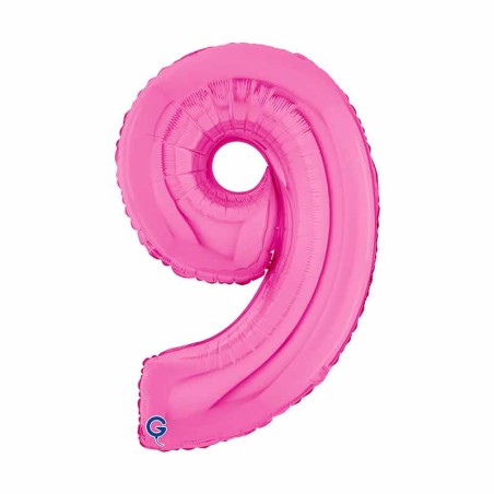 Palloncino in Foil 7" Numero 9 Fucsia "Hot Pink" Numeri 7" Fucsia "Hot Pink"