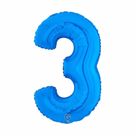 Palloncino in Foil 7" Numero 3 Blu "Blue" Numeri 7" Blu "Blue Royal"