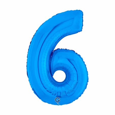 Palloncino in Foil 7" Numero 6 Blu "Blue" Numeri 7" Blu "Blue Royal"