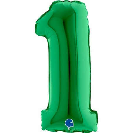 Palloncino in Foil 7" Numero 1 Verde "Green" Numeri 7" Verde "Green"