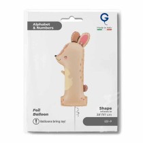 Palloncino in Foil 38" Numero 1 sagomato Coniglio "The Puppyloons" Numeri Animati