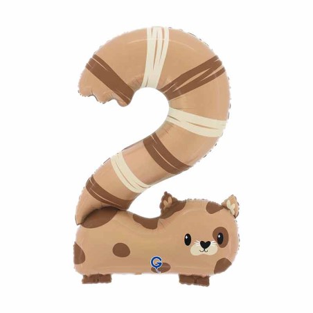 Palloncino in Foil 35" Numero 2 sagomato Gatto "The Puppyloons" Numeri Animati